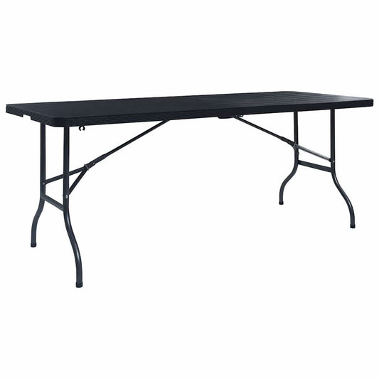48831 vidaXL Folding Garden Table Black 180x75x72 cm HDPE Imitation Rattan