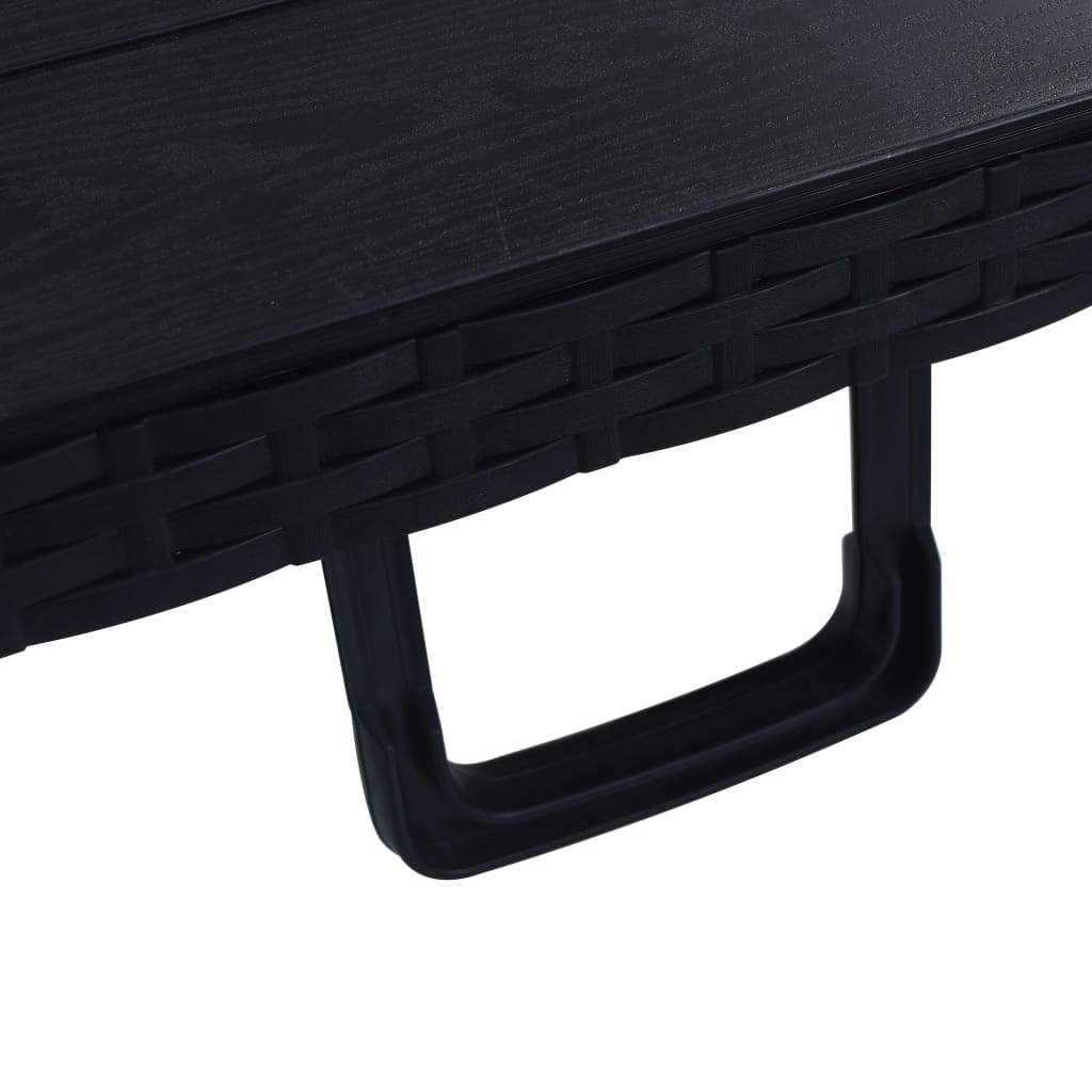 vidaXL Folding Garden Table Black 180x75x72 cm HDPE Imitation Rattan