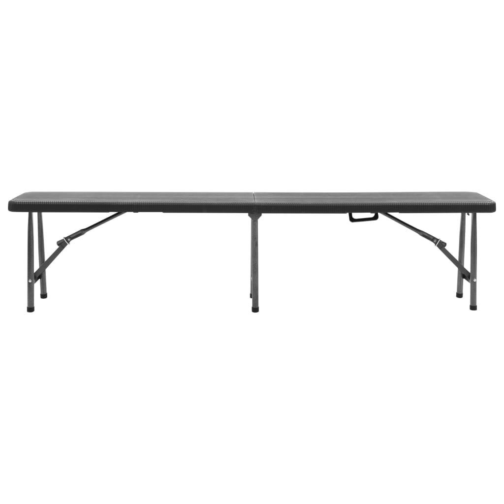 vidaXL Folding Garden Benches 2 pcs 180 cm HDPE Black