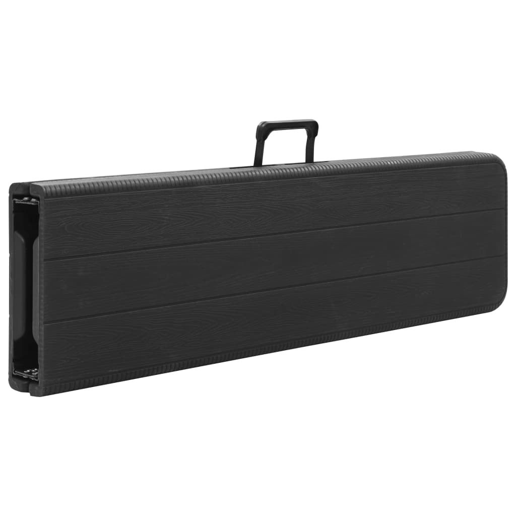 vidaXL Folding Garden Benches 2 pcs 180 cm HDPE Black
