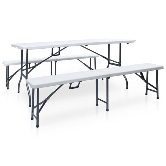 vidaXL Garden Dining Set | White and black | Steel with powder coat, HDPE