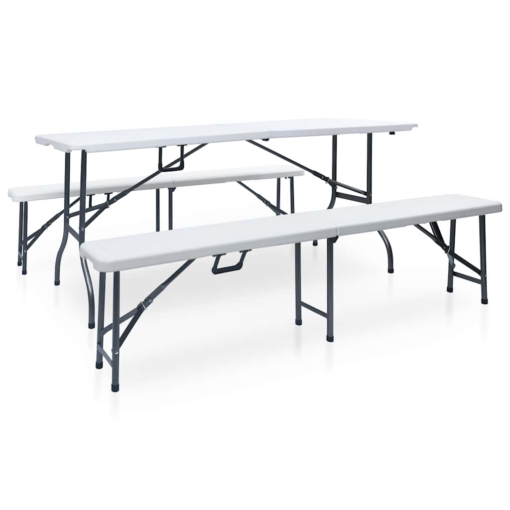 vidaXL Garden Dining Set | White and black | Steel with powder coat, HDPE