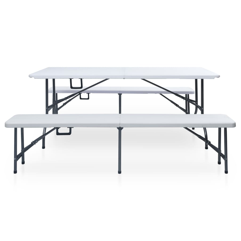 vidaXL Garden Dining Set | White and black | Steel with powder coat, HDPE
