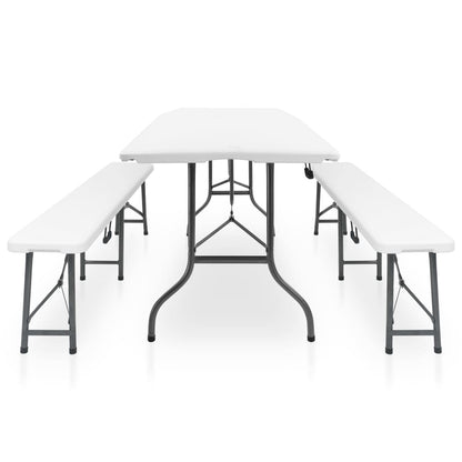 vidaXL Garden Dining Set | White and black | Steel with powder coat, HDPE