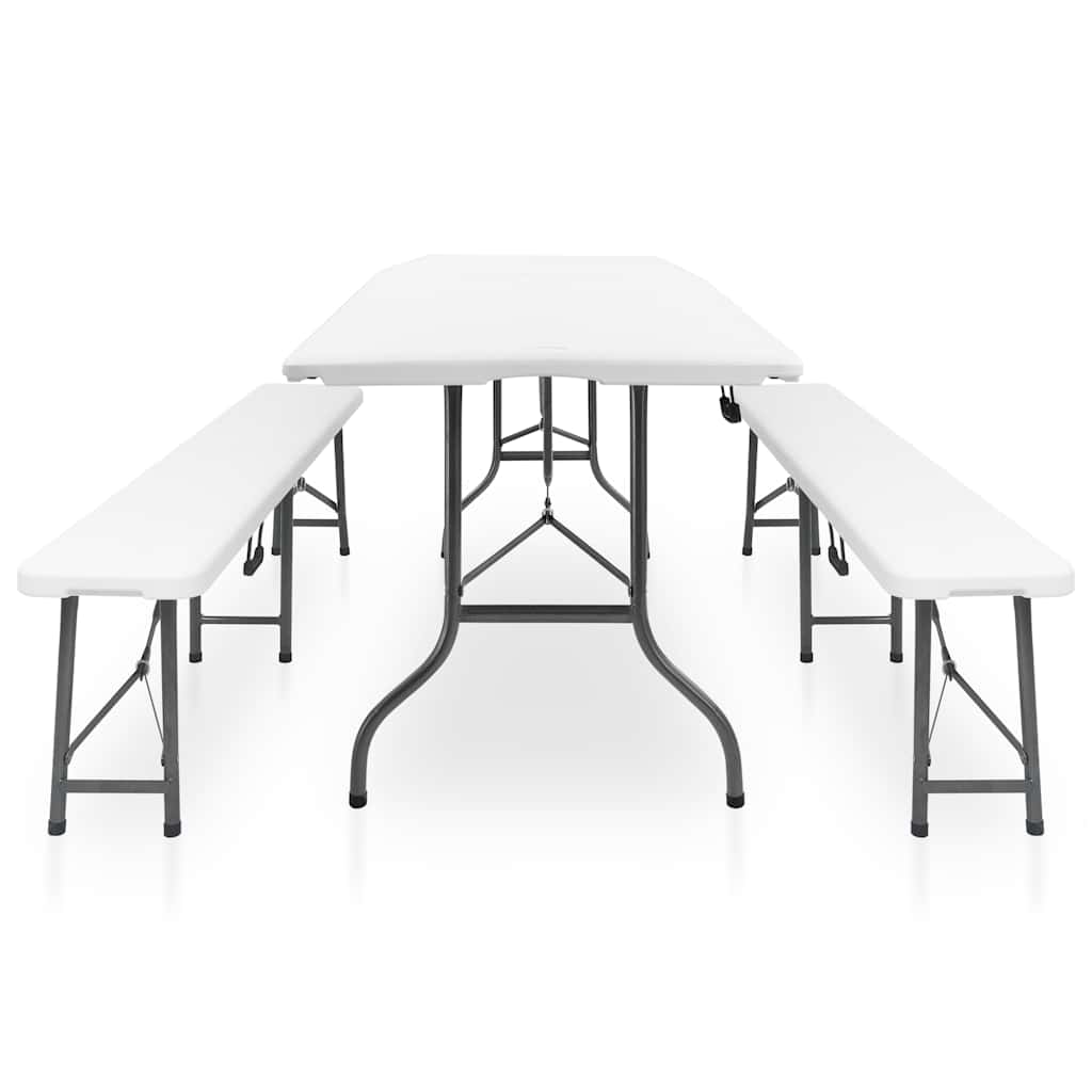 vidaXL Garden Dining Set | White and black | Steel with powder coat, HDPE