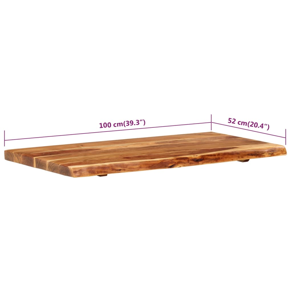 vidaXL Bathroom Vanity Top Solid Acacia Wood 100x52x3.8 cm