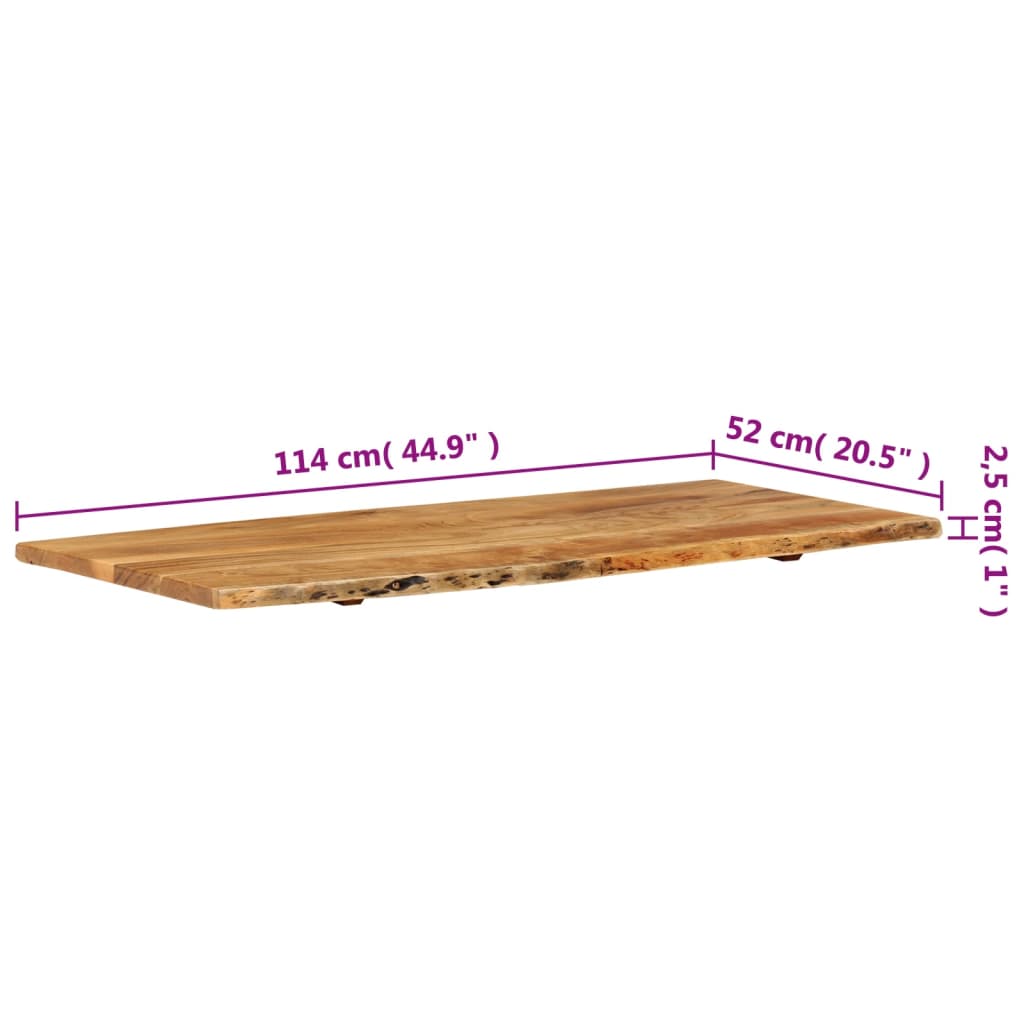 vidaXL Bathroom Vanity Top Solid Acacia Wood 114x52x2.5 cm