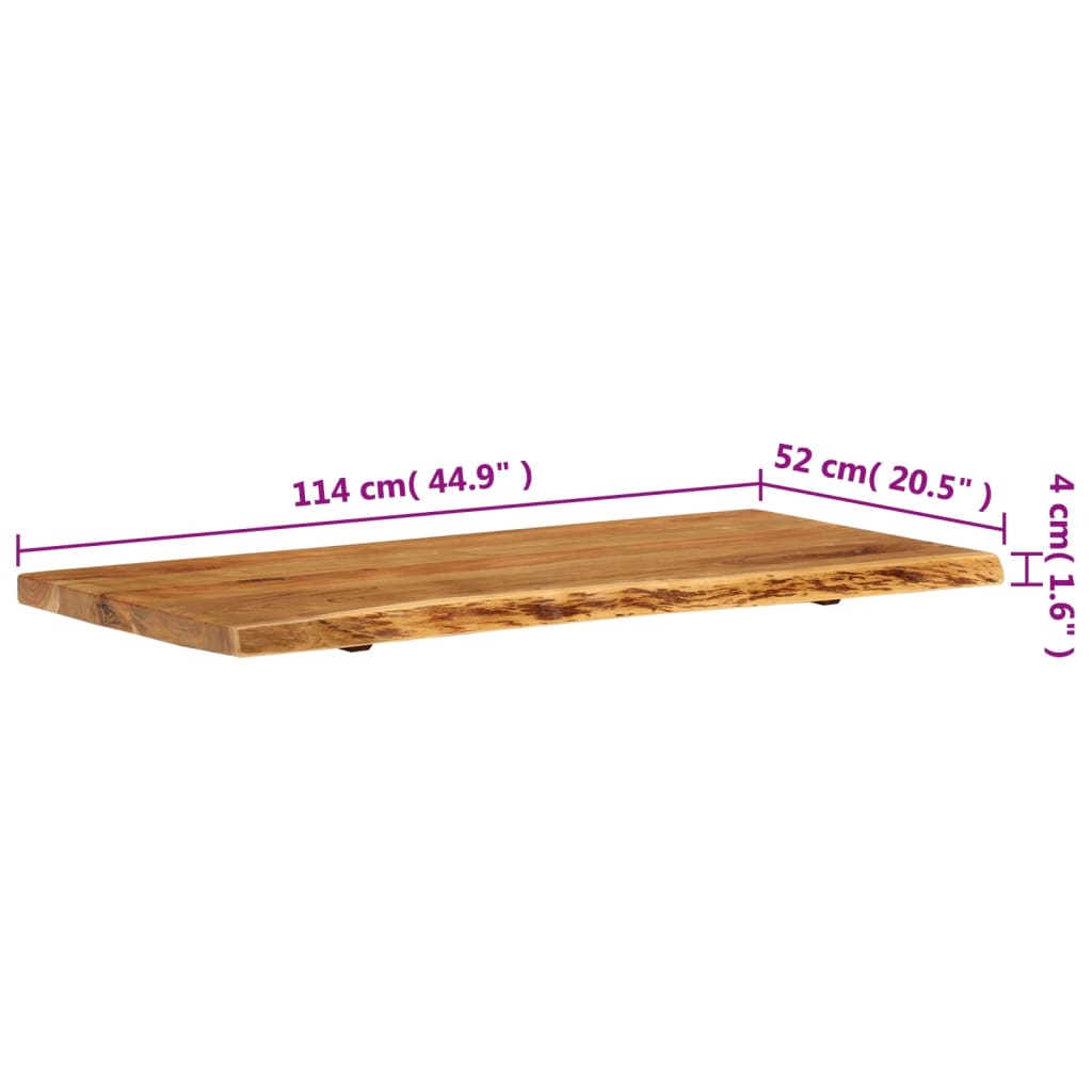 vidaXL Bathroom Vanity Top Solid Acacia Wood 114x52x3.8 cm