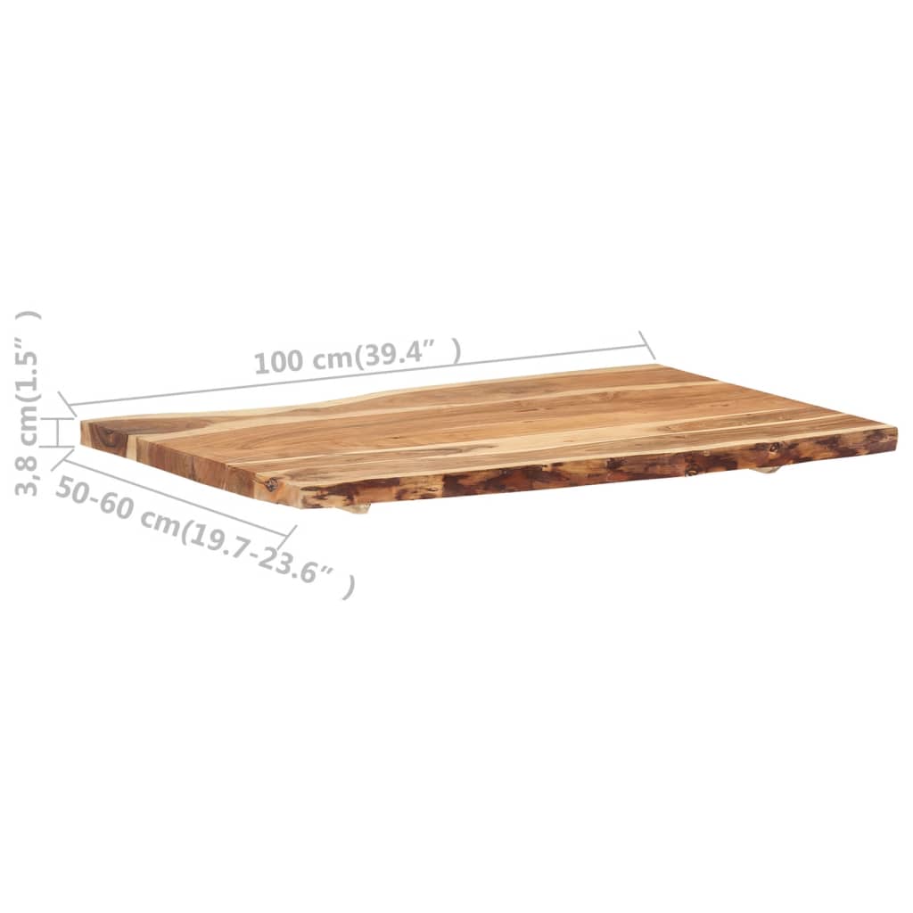 vidaXL Table Top | Natural Wood | Solid Acacia wood | 100 x 50-60 cm | Durable