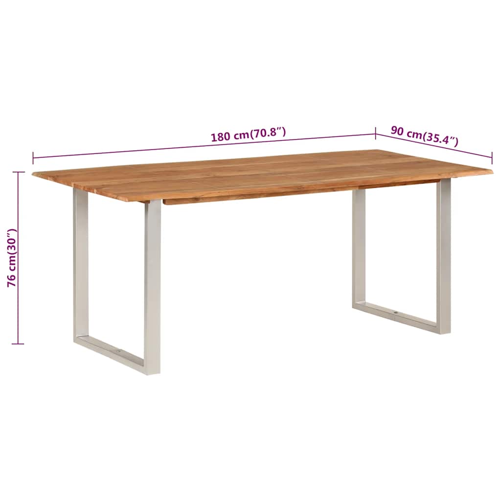 vidaXL Dining Table 180x90x76 cm Solid Acacia Wood