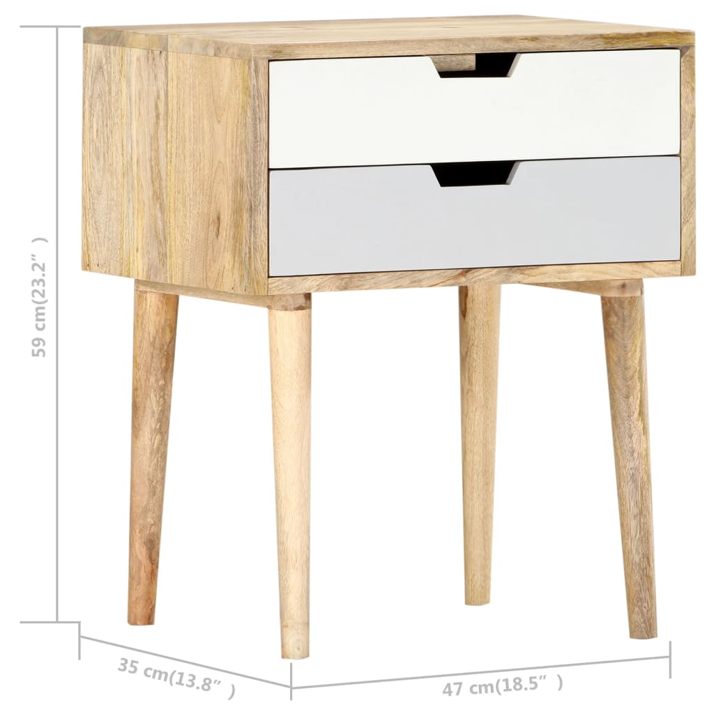 vidaXL Bedside Cabinet | Brown and Multicolour | Solid Mango Wood