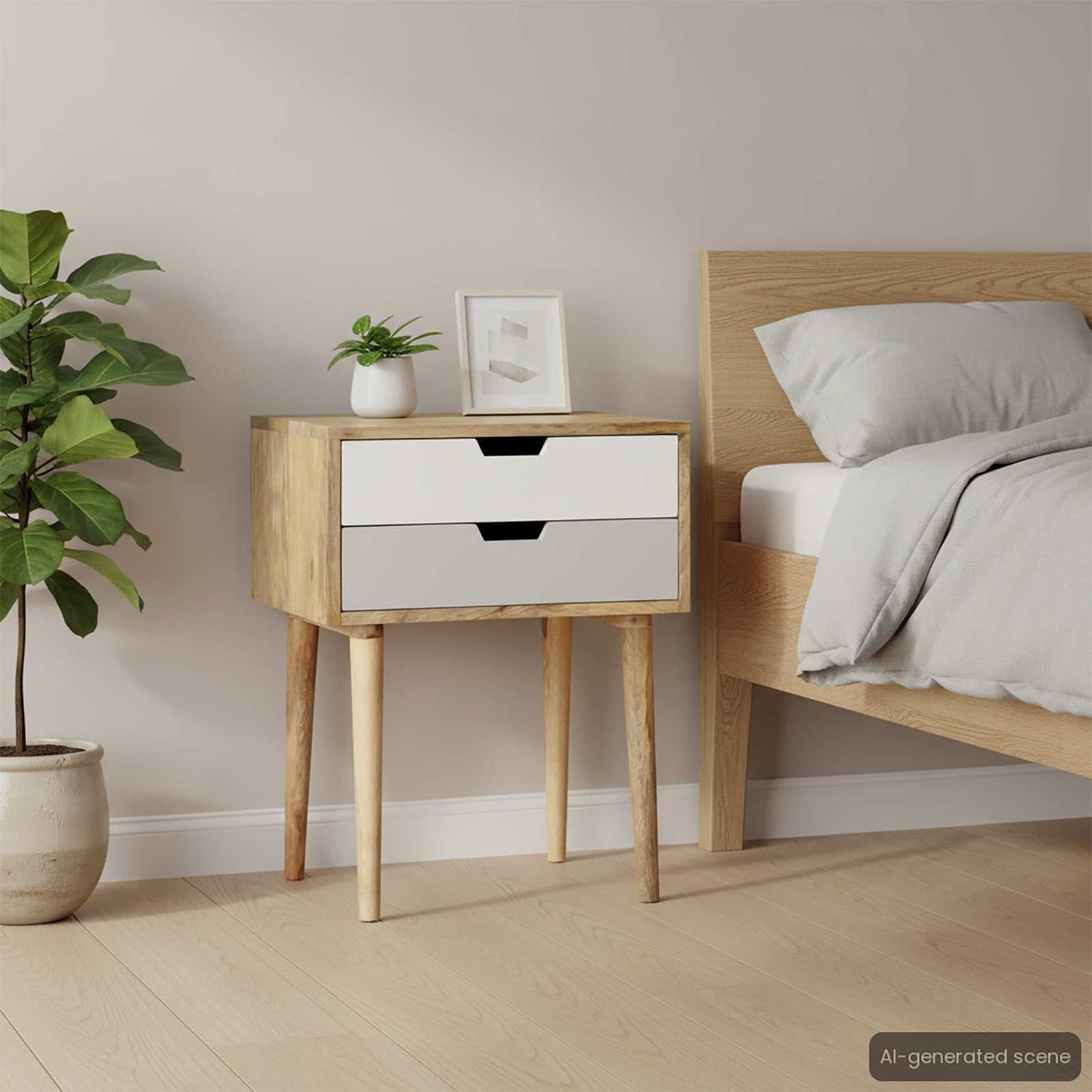 286481 vidaXL Bedside Cabinet 47x35x59 cm Solid Mango Wood