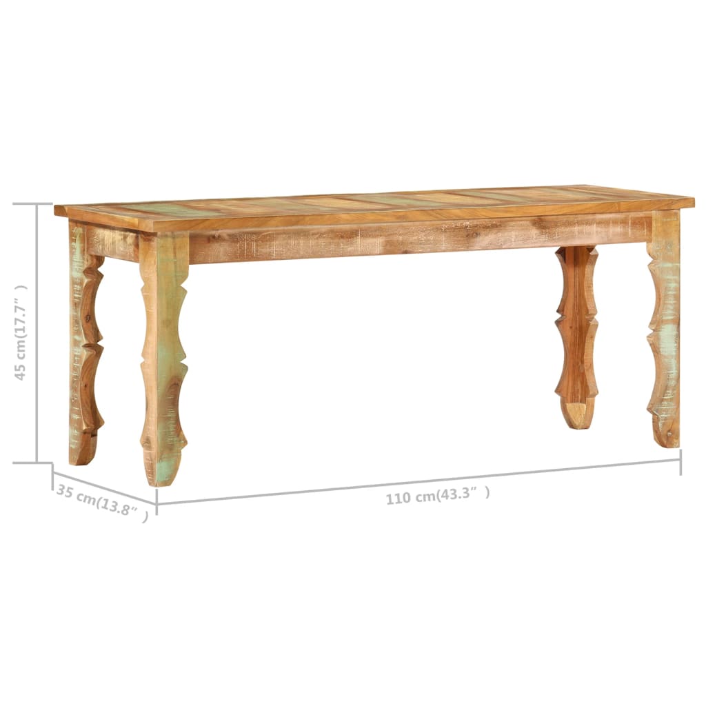 286485 vidaXL Bench 110x35x45 cm Solid Reclaimed Wood