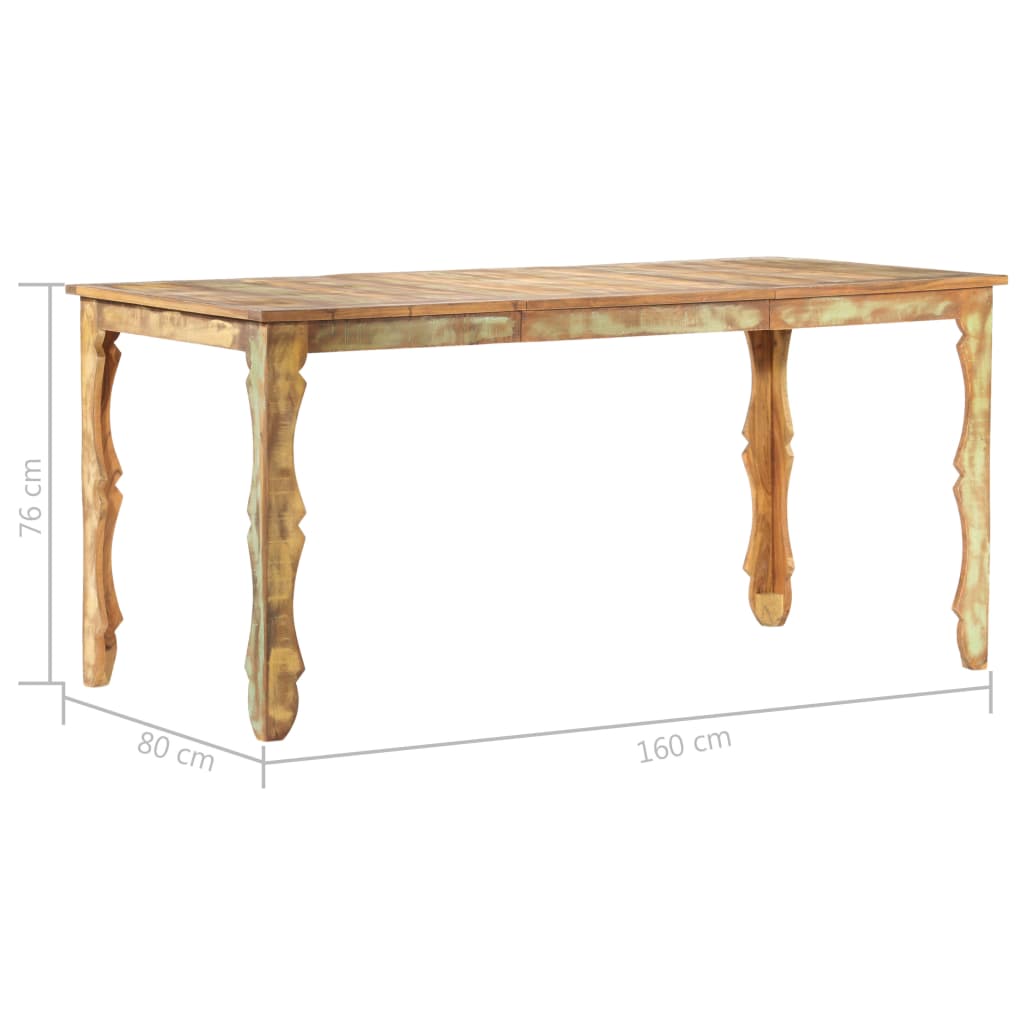 vidaXL Dining Table 160x80x76 cm Solid Reclaimed Wood