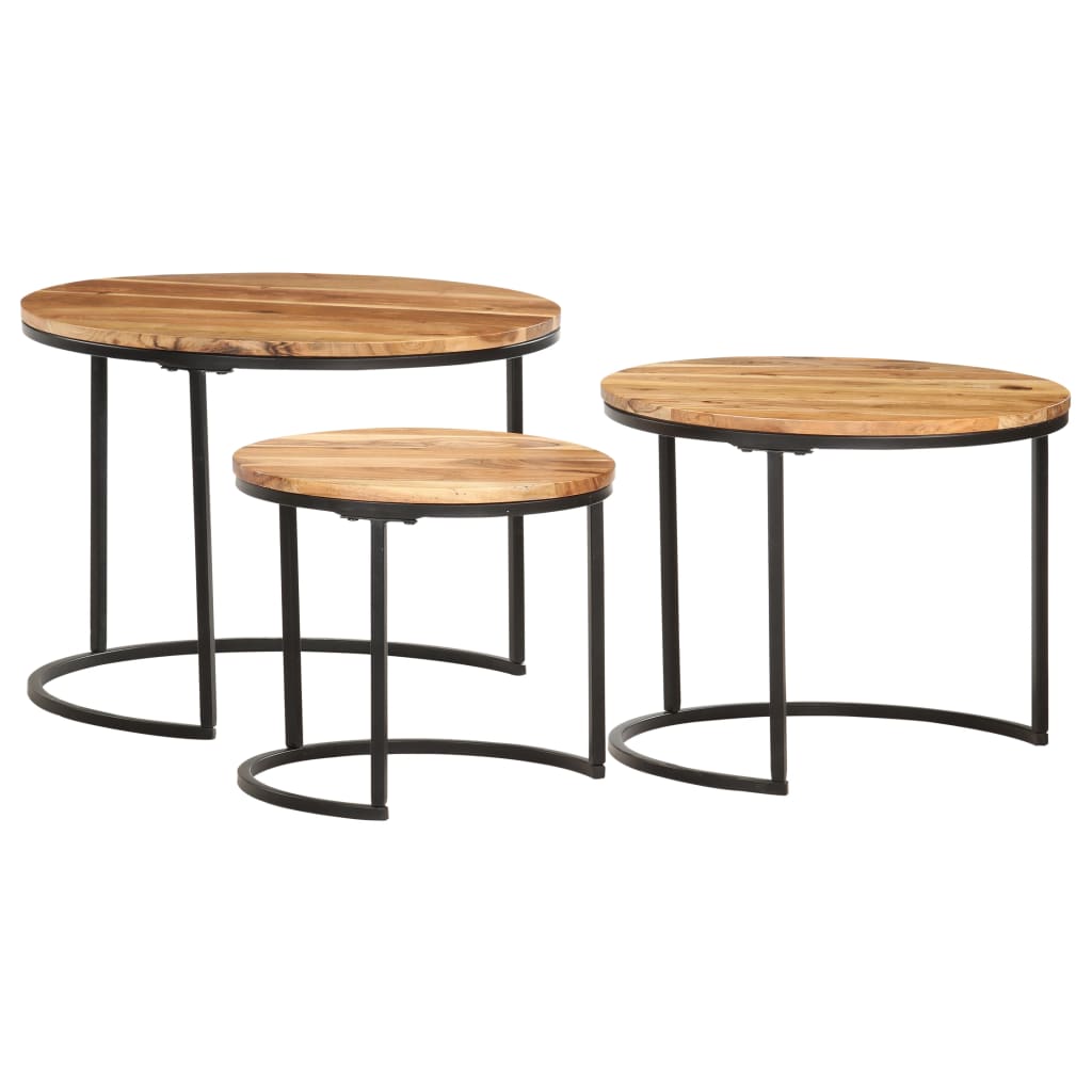 vidaXL Nesting Tables 3 pcs Solid Acacia Wood