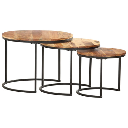 286185 vidaXL Nesting Tables 3 pcs Solid Acacia Wood