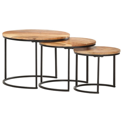 286185 vidaXL Nesting Tables 3 pcs Solid Acacia Wood