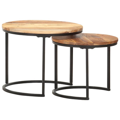 286186 vidaXL Nesting Tables 2 pcs Solid Acacia Wood