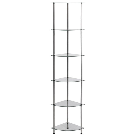 vidaXL 6-Tier Shelf Transparent 30x30x160 cm Tempered Glass