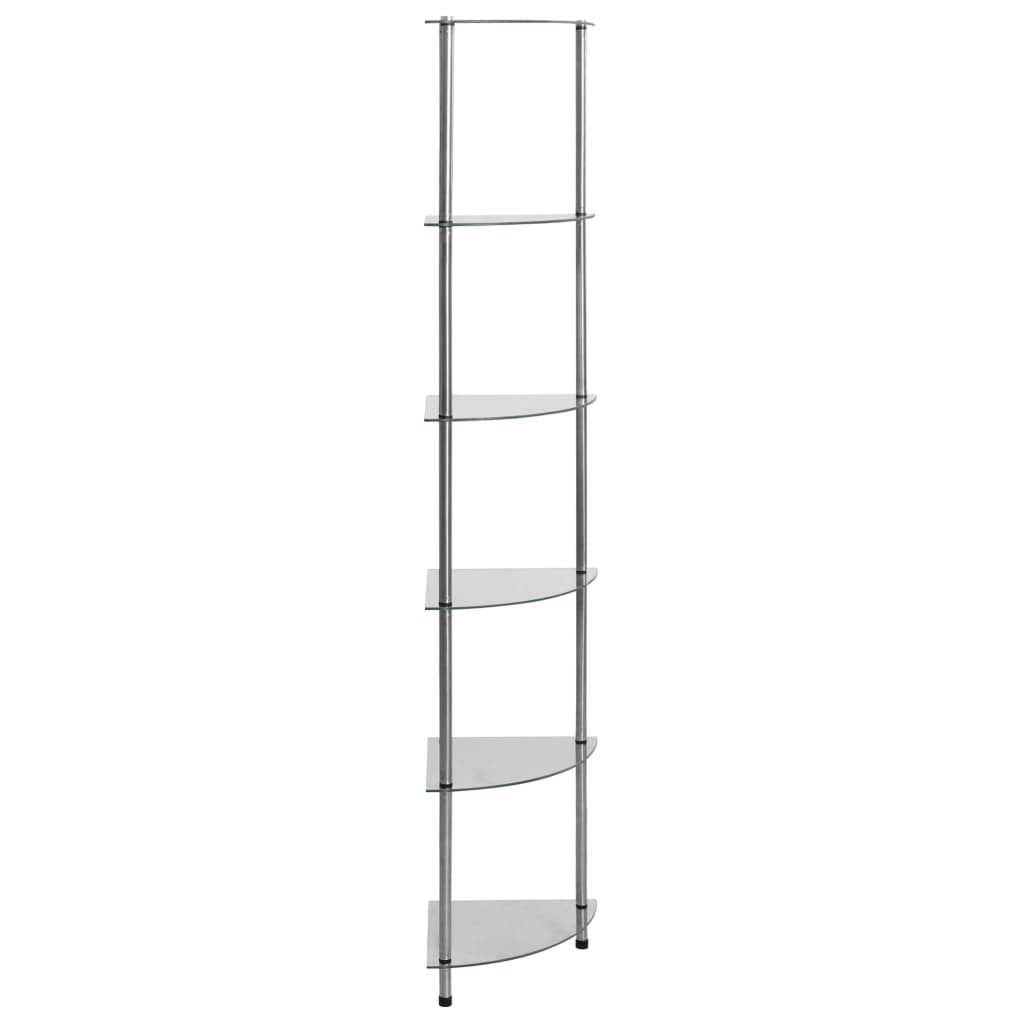 vidaXL 6-Tier Shelf Transparent 30x30x160 cm Tempered Glass