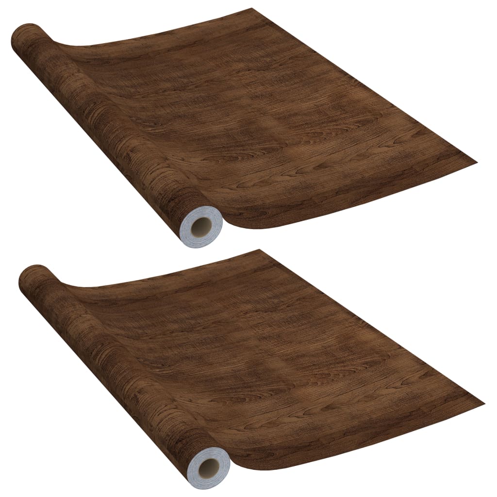vidaXL Adhesive Door Film | Set of 2 | Dark oak | PVC | 210x90 cm