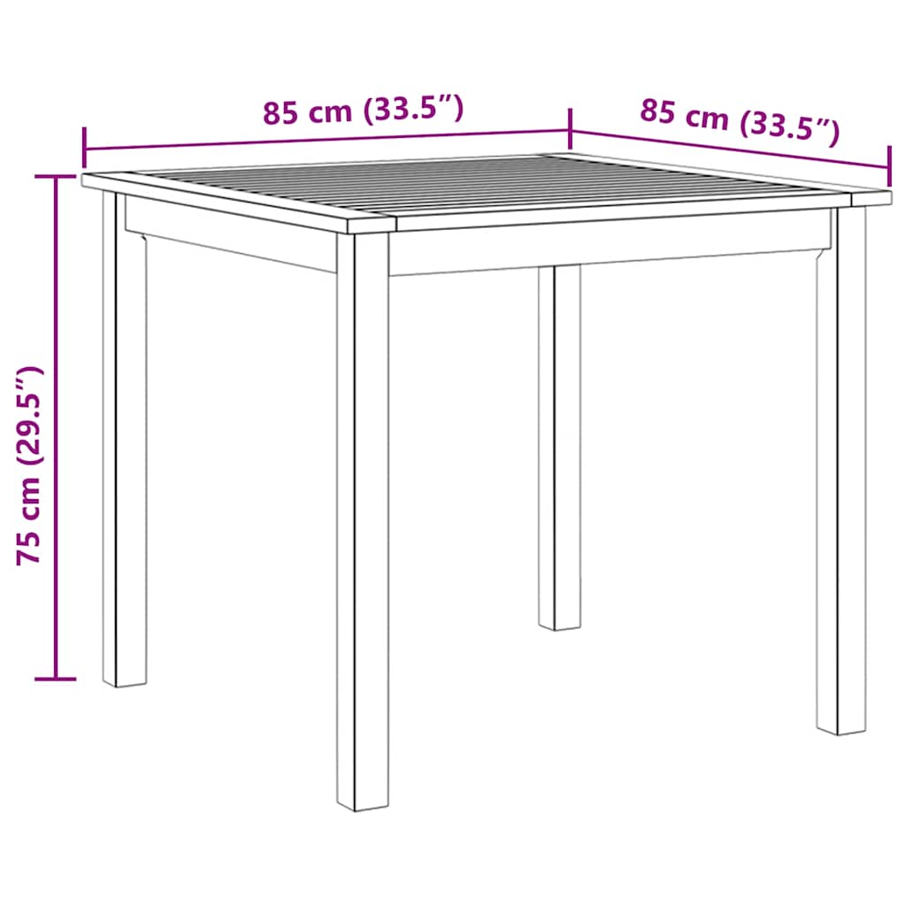 vidaXL Garden Table 85x85x74 cm Solid Acacia Wood