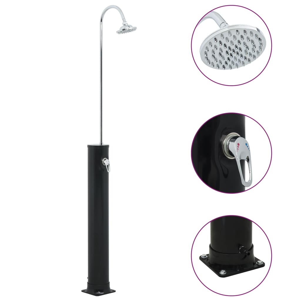 vidaXL Solar Shower Black 214 cm 20 L