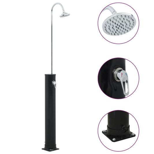 vidaXL Solar Shower Black 214 cm 20 L