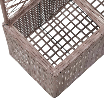 vidaXL Trellis Raised Bed with 2 Pots 58x30x107 cm Poly Rattan Brown
