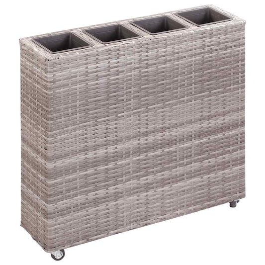 46949 vidaXL Garden Raised Bed with 4 Pots 80x22x79 cm Poly Rattan Grey