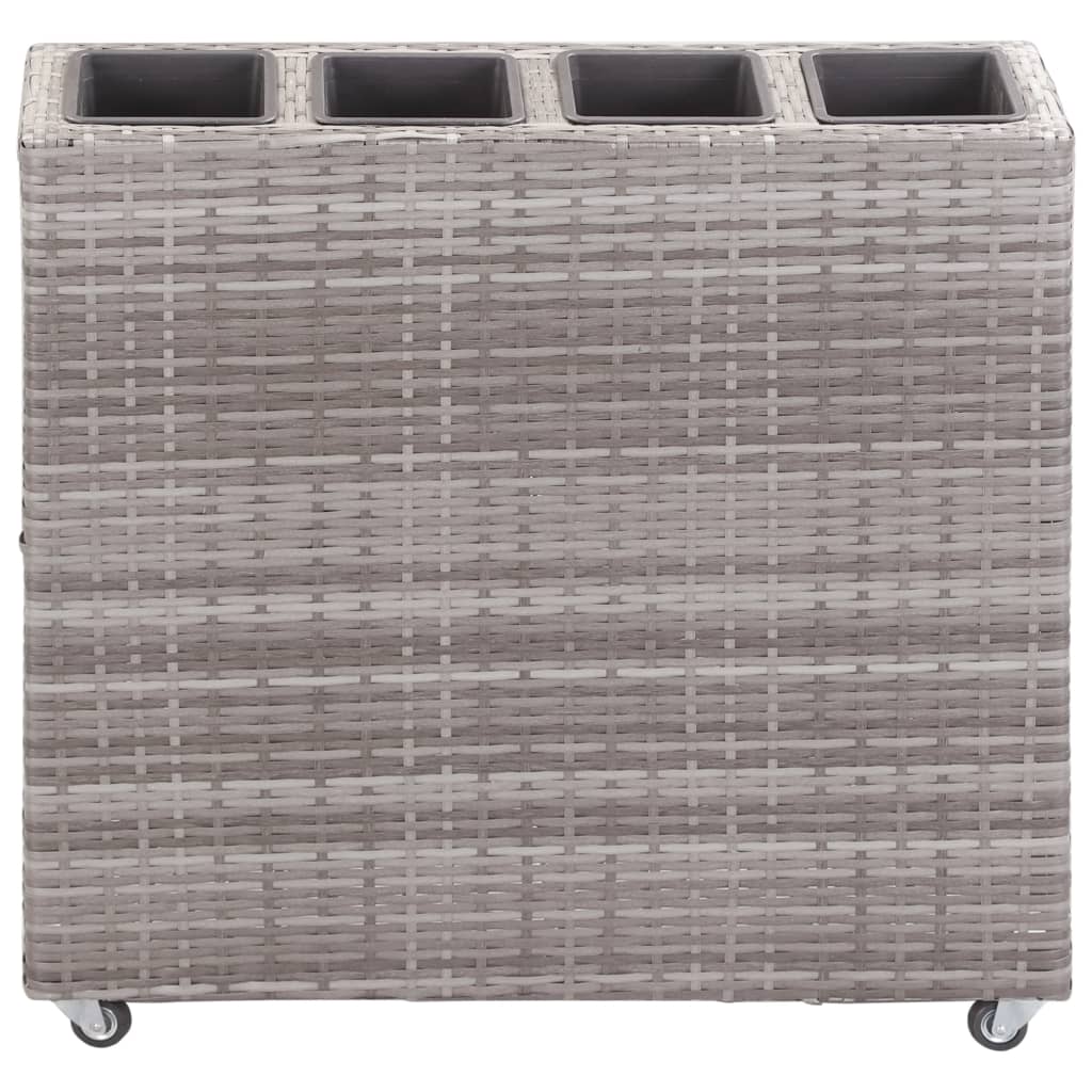 vidaXL Garden Raised Bed with 4 Pots 80x22x79 cm Poly Rattan Grey