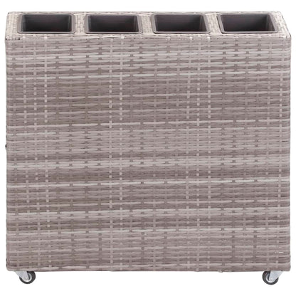 vidaXL Garden Raised Bed with 4 Pots 80x22x79 cm Poly Rattan Grey