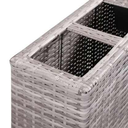 vidaXL Garden Raised Bed with 4 Pots 80x22x79 cm Poly Rattan Grey