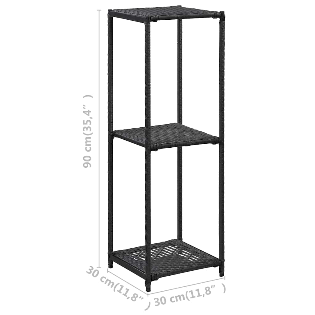 46973 vidaXL Storage Shelf Black 30x30x90 cm Poly Rattan