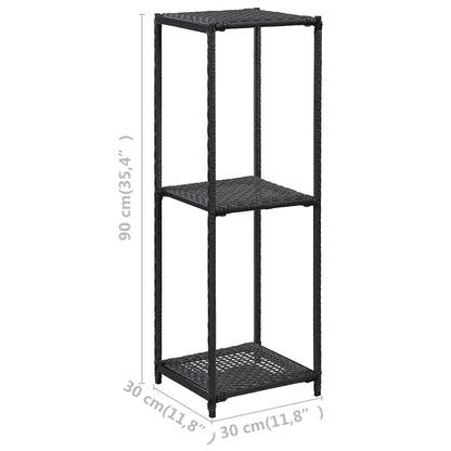 46973 vidaXL Storage Shelf Black 30x30x90 cm Poly Rattan