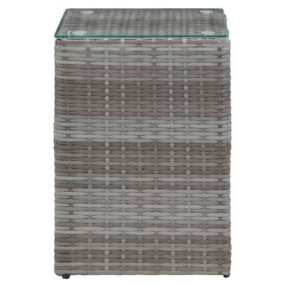 vidaXL Side Tables 3 pcs with Glass Top Grey Poly Rattan