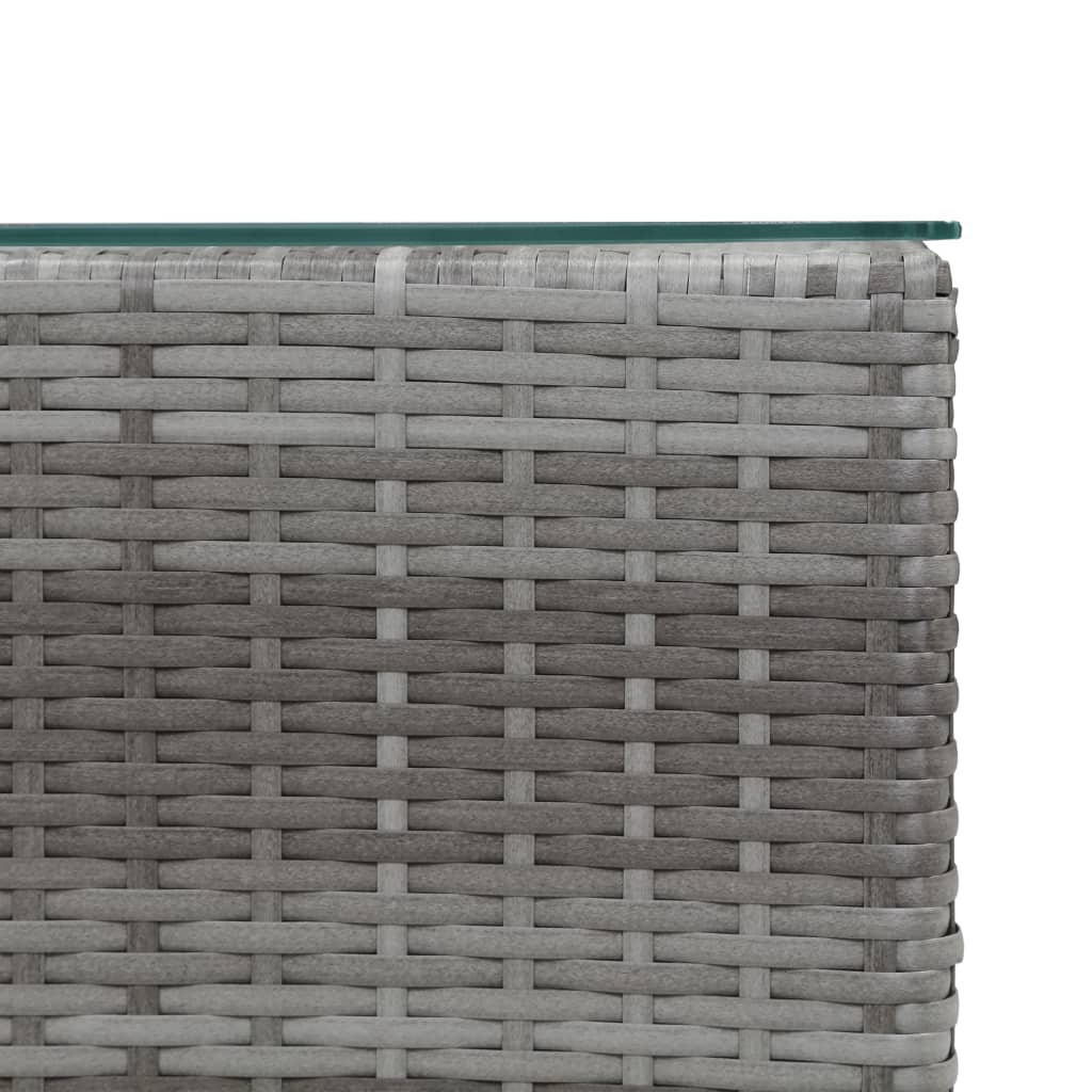 vidaXL Side Tables 3 pcs with Glass Top Grey Poly Rattan