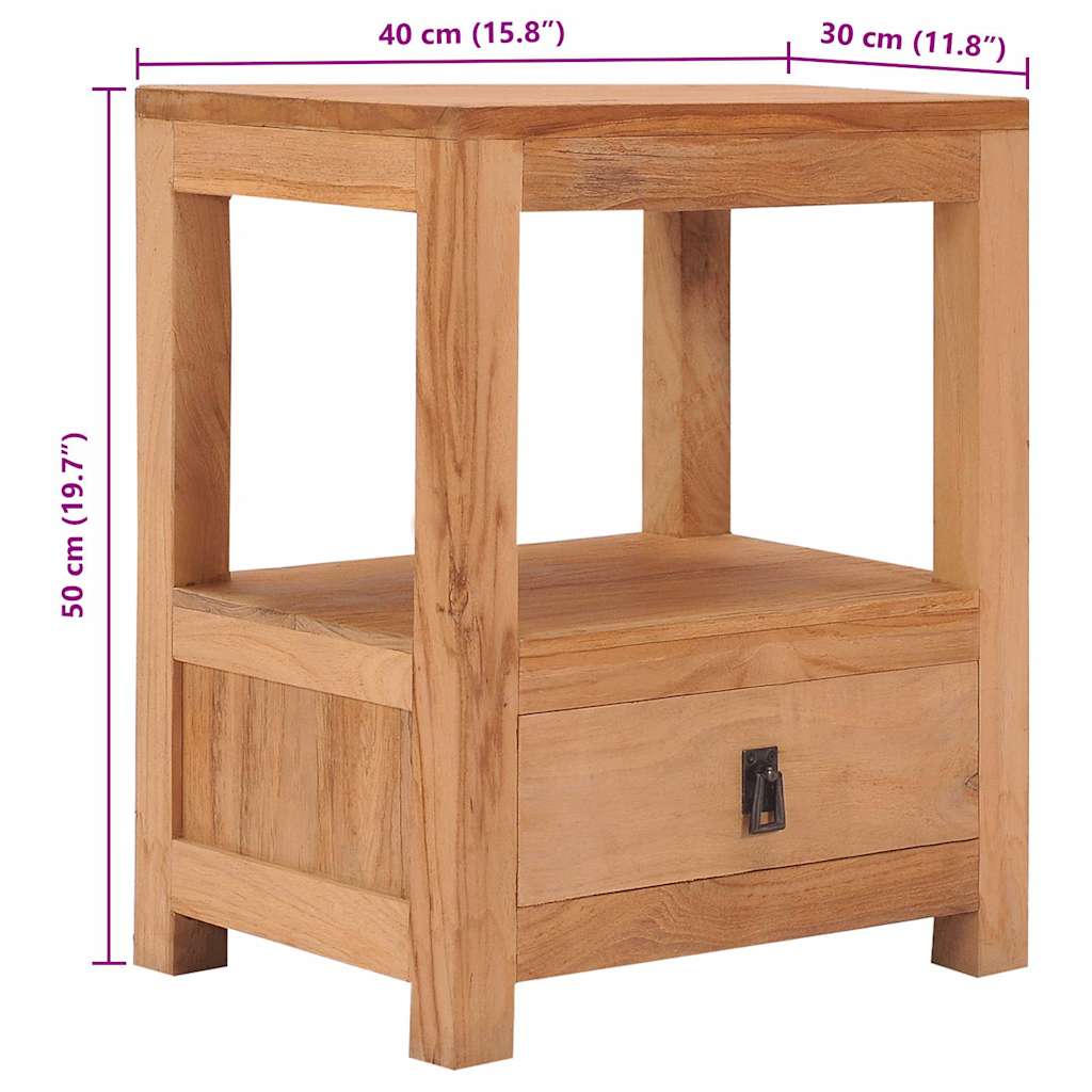 vidaXL Beside Cabinet | Natural Teak | Solid Teak Wood | 40x30x50 cm