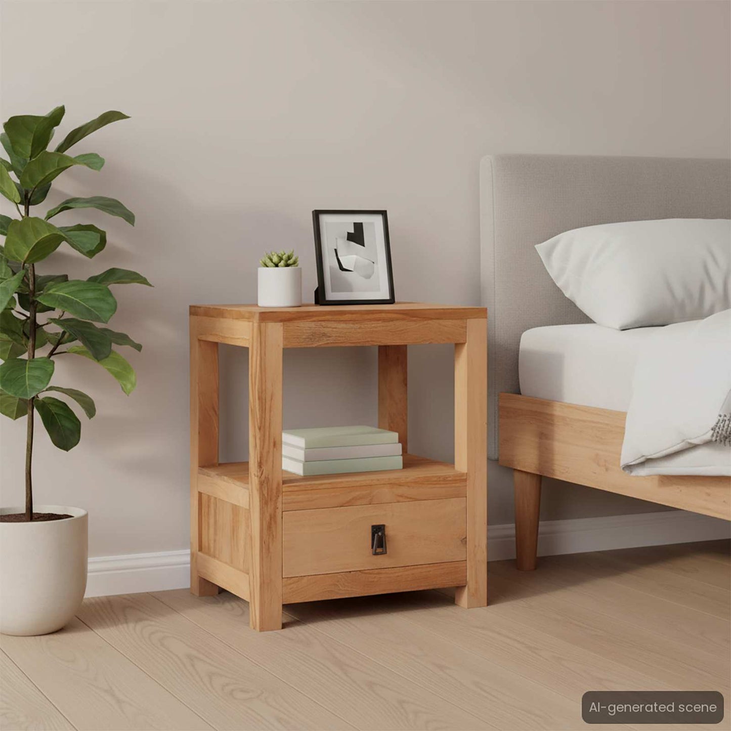 287228 vidaXL Bedside Cabinet 40x30x50 cm Solid Teak Wood
