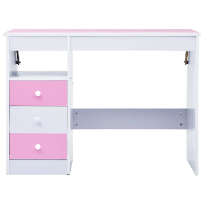 287447 vidaXL Children Drawing Study Desk Tiltable Pink and White