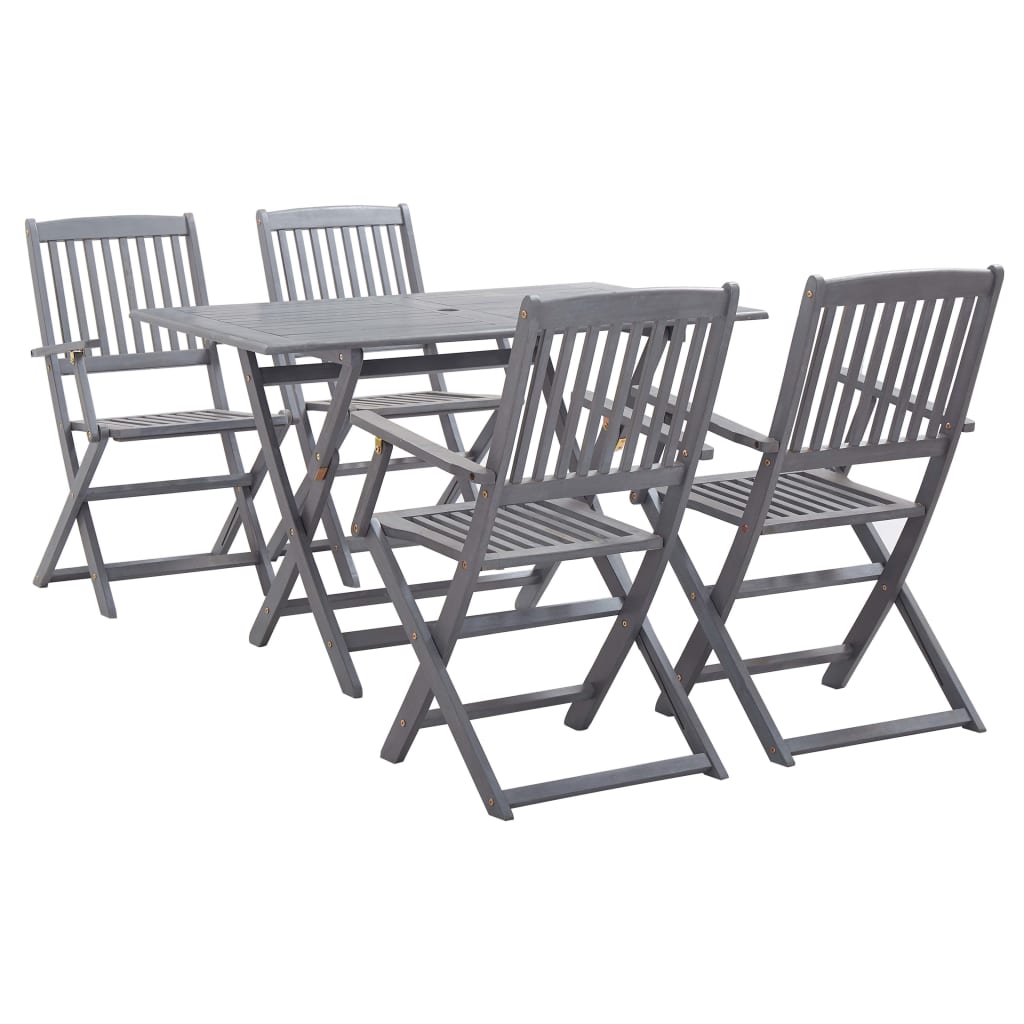 vidaXL Garden Dining Set | Grey | Solid Acacia wood | Medium | Foldable