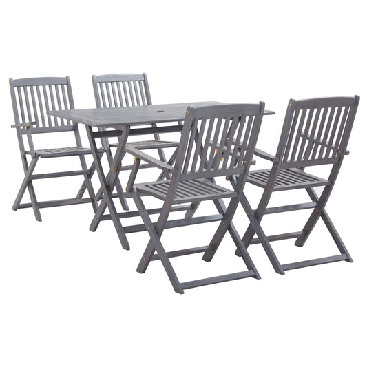 vidaXL Garden Dining Set | Grey | Solid Acacia wood | Medium | Foldable