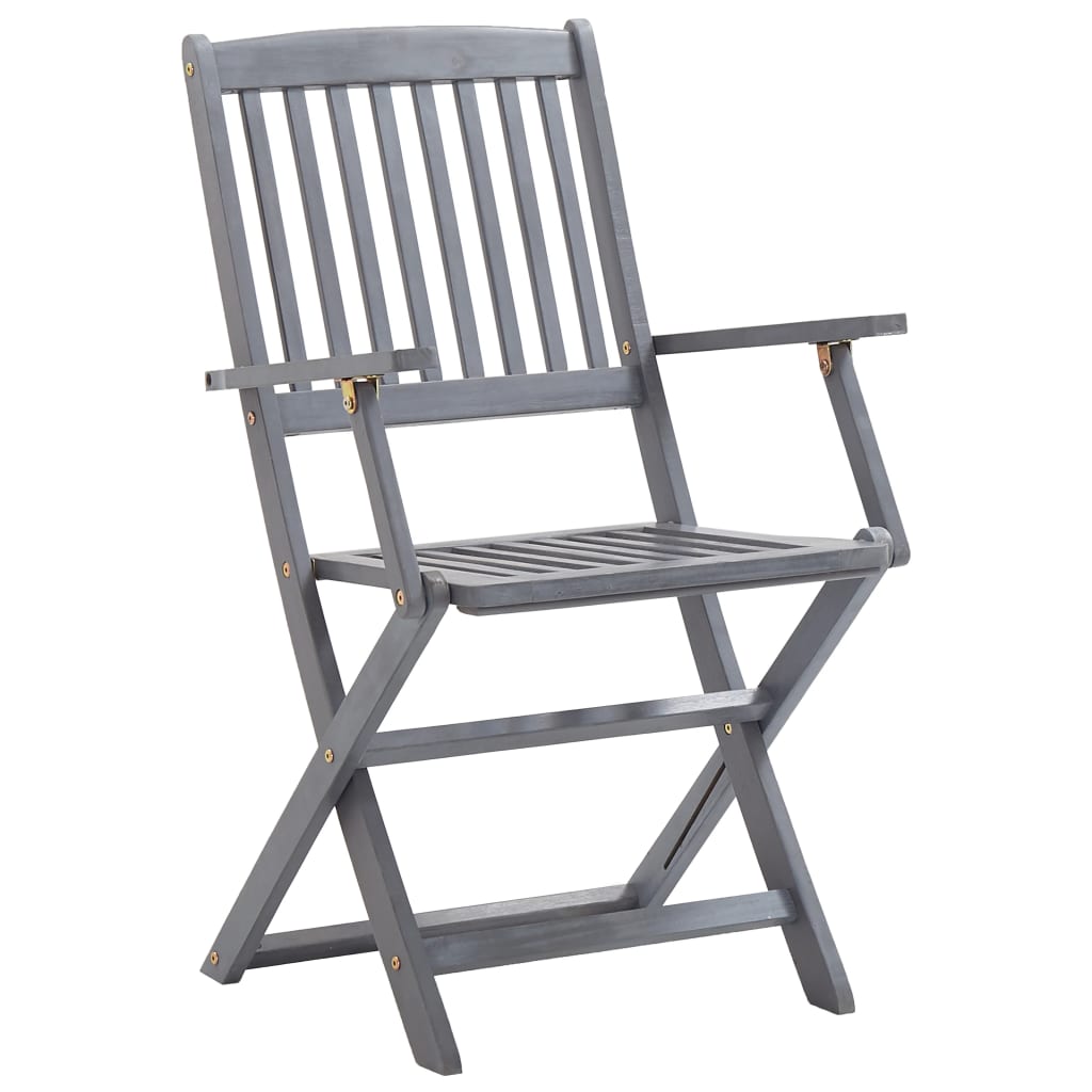 vidaXL Garden Dining Set | Grey | Solid Acacia wood | Medium | Foldable
