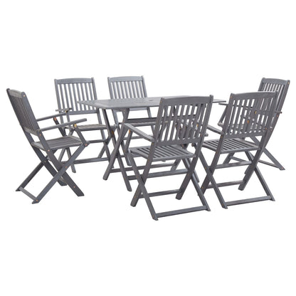 vidaXL Garden Dining Set | Grey | Solid acacia wood | Medium | Foldable