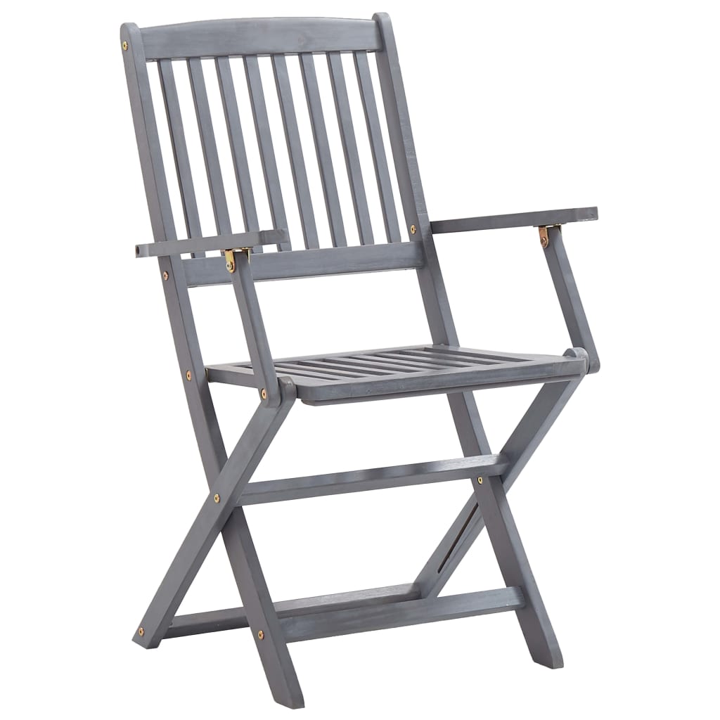 vidaXL Garden Dining Set | Grey | Solid acacia wood | Medium | Foldable