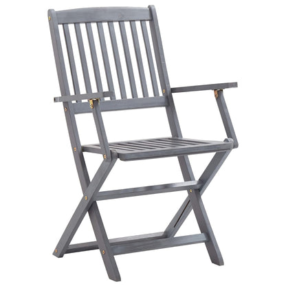 vidaXL Garden Dining Set | Grey | Solid acacia wood | Medium | Foldable