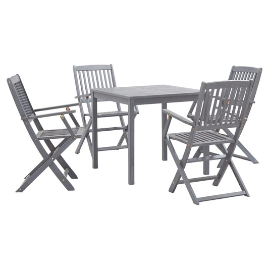 vidaXL Garden Dining Set | Grey | Solid acacia wood | Medium | Foldable