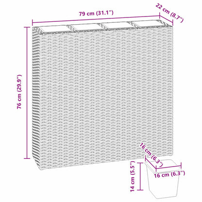 vidaXL Garden Raised Bed with 4 Pots 2 pcs Poly Rattan Brown(2x41085)