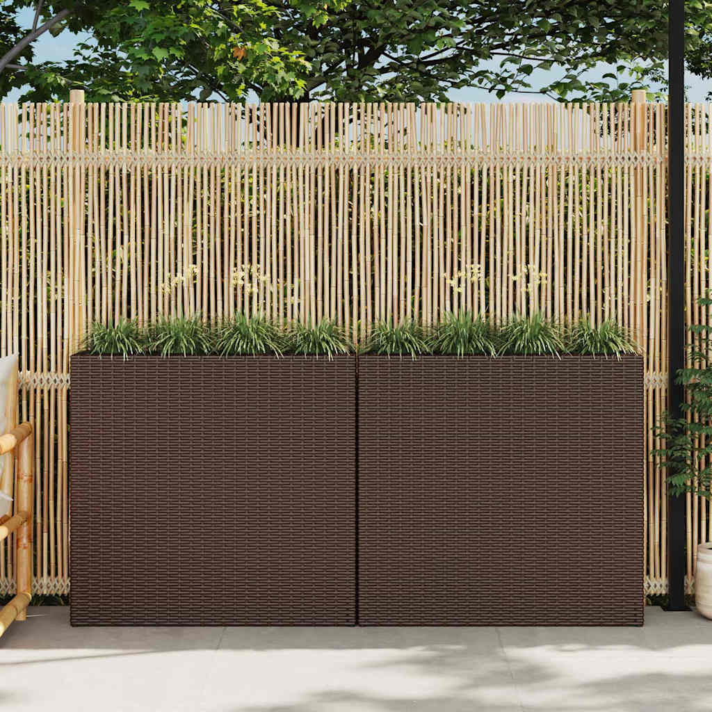 vidaXL Garden Raised Bed with 4 Pots 2 pcs Poly Rattan Brown(2x41085)