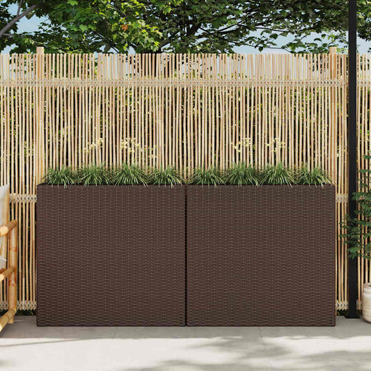 vidaXL Garden Raised Bed with 4 Pots 2 pcs Poly Rattan Brown(2x41085)